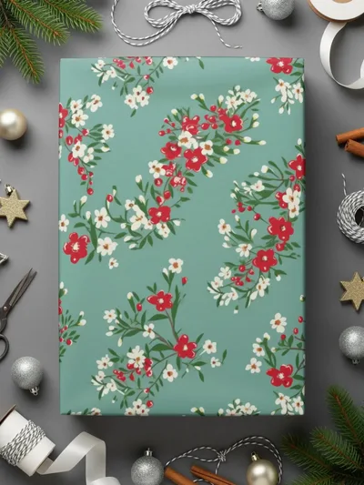 Floral Digital Paper, Red and White Flowers, Seamless Pattern, Fabric Design, Scrapbooking Paper, Printable Paper, Commercial Use - Moore and Mountain