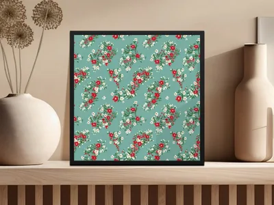Floral Digital Paper, Red and White Flowers, Seamless Pattern, Fabric Design, Scrapbooking Paper, Printable Paper, Commercial Use - Moore and Mountain