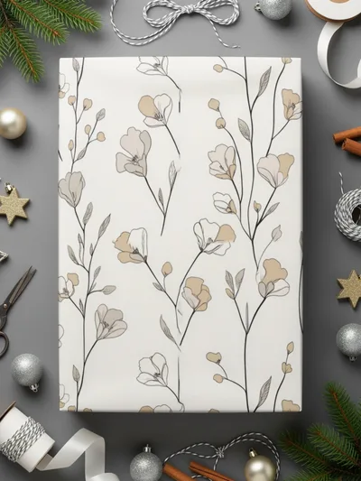 Floral Digital Paper, Seamless Flower Pattern, Beige and White, Scrapbook Paper, Fabric Design, Commercial Use, Printable Paper, Digital - Moore and Mountain