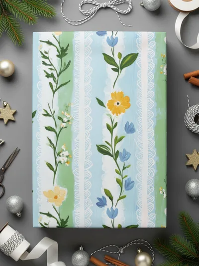 Floral Digital Paper, Seamless Flower Pattern, Blue Green Wallpaper, Botanical Illustration, Scrapbook Paper, Commercial Use, Digital Files - Moore and Mountain