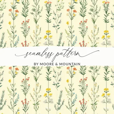 Floral Digital Paper, Seamless Flower Pattern, Botanical Background, Digital Download, Scrapbook Paper, Flower Print, Fabric Design