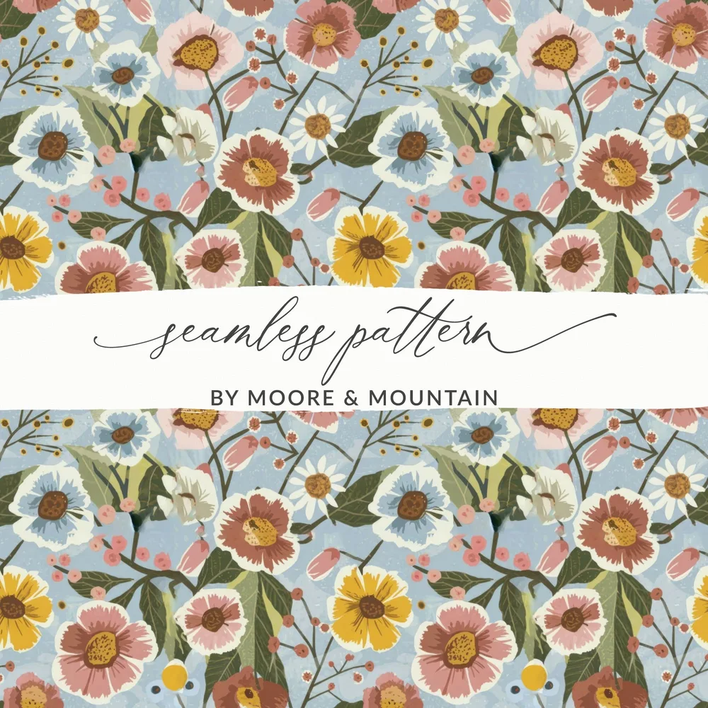 Floral Digital Paper, Seamless Flower Pattern, Botanical Print, Scrapbook Paper, Fabric Design, Floral Background, Digital Download - Moore and Mountain