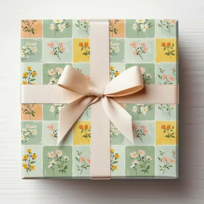 Elegant Floral Pattern Gift Box with Ribbon