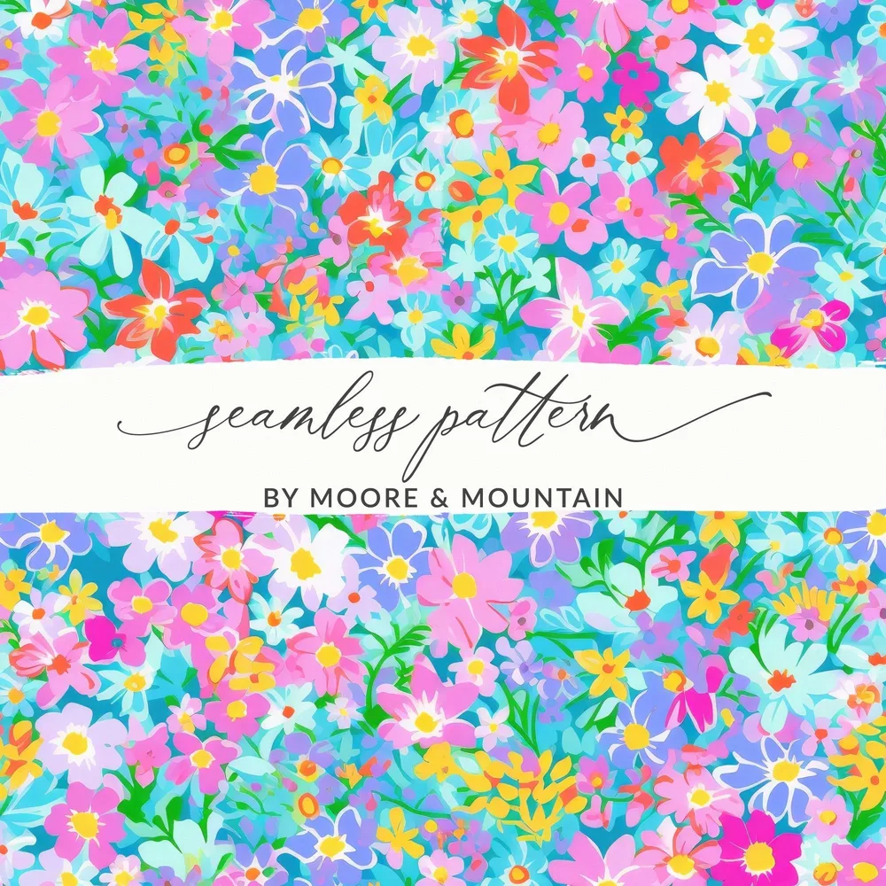 Ditsy Floral Seamless Flower Pattern, Floral Clipart, Botanical Print, Fabric Design, Colorful Flower DesignFloral Digital Paper, Seamless Flower Pattern, Bright Colorful Design, Scrapbook Paper Pack, Fabric Design, Digital Download, Commercial Use - Moore and Mountain