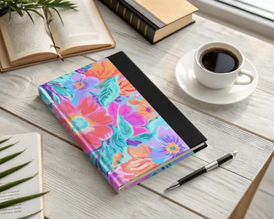 Preppy Purple and Teal Seamless Flower Pattern, Bright Colorful Floral Print, Pink Blue Floral Design, Neon Purple Preppy Floral Seamless Pattern - Moore and Mountain