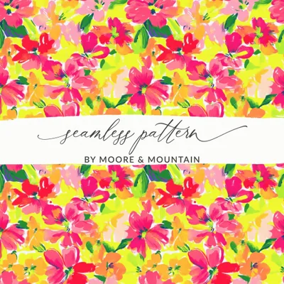 Floral Digital Paper, Seamless Flower Pattern, Bright Colorful Flower Print, Digital Background, Scrapbook Paper, Fabric Design