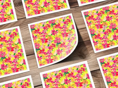Floral Digital Paper, Seamless Flower Pattern, Bright Colorful Flower Print, Digital Background, Scrapbook Paper, Fabric Design - Moore and Mountain