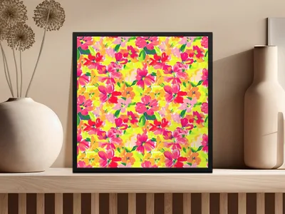 Floral Digital Paper, Seamless Flower Pattern, Bright Colorful Flower Print, Digital Background, Scrapbook Paper, Fabric Design - Moore and Mountain
