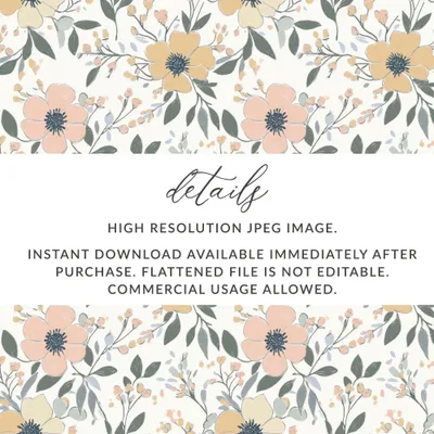 Floral Digital Paper, Seamless Flower Pattern, Commercial Use Allowed, Digital Download, Print on Demand, Flower Background, JPEG Files - Moore and Mountain