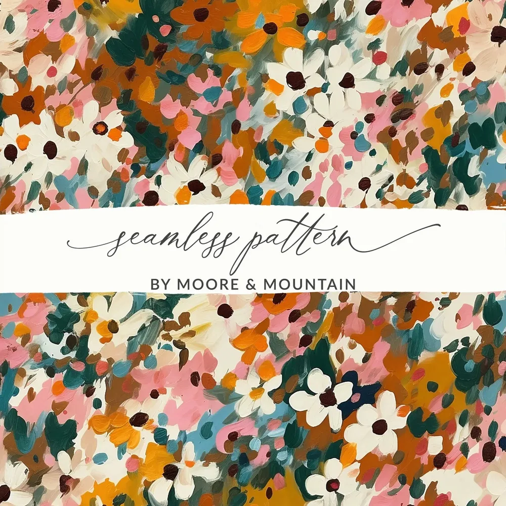Floral Digital Paper, Seamless Flower Pattern, Digital Download, Botanical Illustration, Colorful Floral JPEG, Printable Flower Art