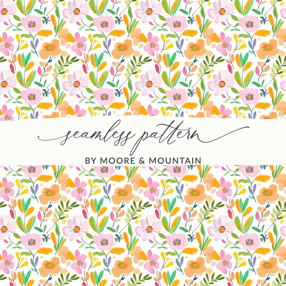 Floral Digital Paper, Seamless Flower Pattern, Watercolor Blossom Design, Repeating Floral Print, Digital Fabric Pattern, Pastel Flowers - Moore and Mountain