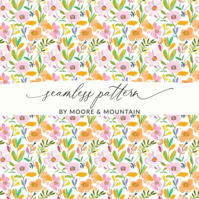 Floral Digital Paper, Seamless Flower Pattern, Watercolor Blossom Design, Repeating Floral Print, Digital Fabric Pattern, Pastel Flowers