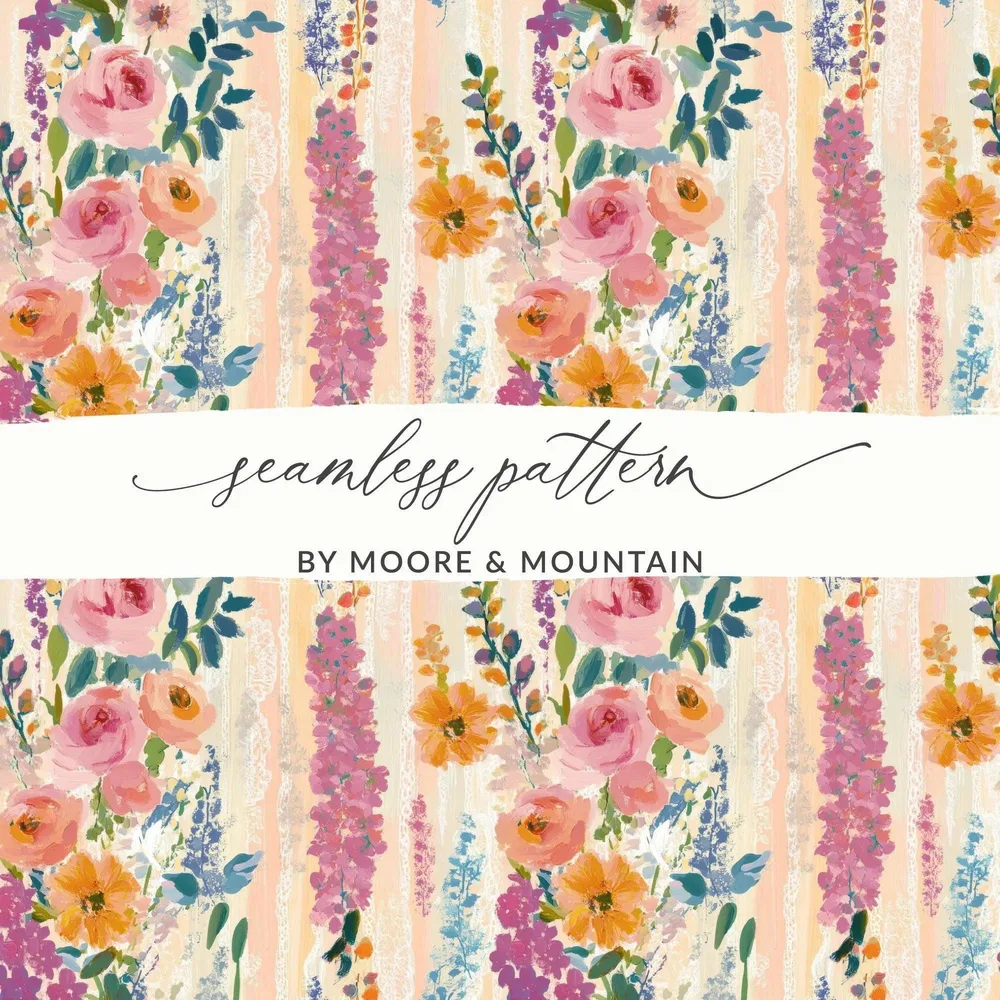 Floral Digital Paper, Seamless Flower Pattern, Watercolor Flowers, Digital Pattern Download, Fabric Design, Scrapbooking Paper - Moore and Mountain