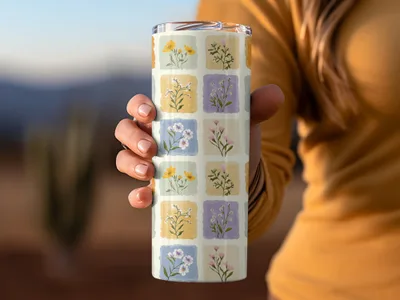 Floral Patterned Travel Tumbler with Inspirational Vibes