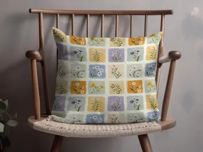 Vibrant Floral Patchwork Print Decorative Throw Pillow