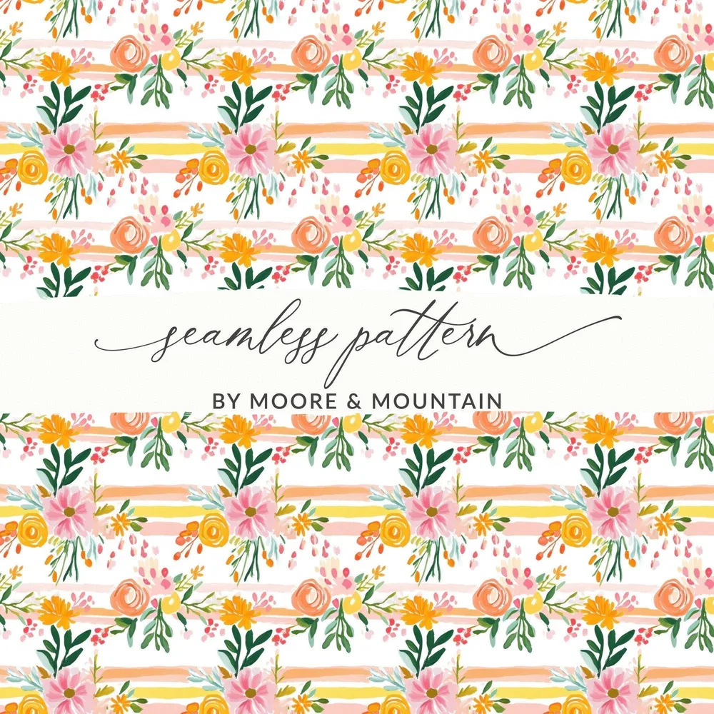 Floral Digital Paper, Seamless Flowers Pattern, Brushstroke Floral, Scrapbook Paper, Digital Download, Fabric Design, Floral Pattern - Moore and Mountain