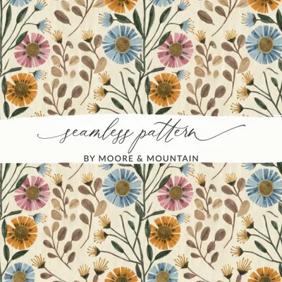 Floral Digital Paper, Seamless Pattern, Colorful Flower Background, Scrapbook Paper, Fabric Design, Boho Botanical, Printable Digital