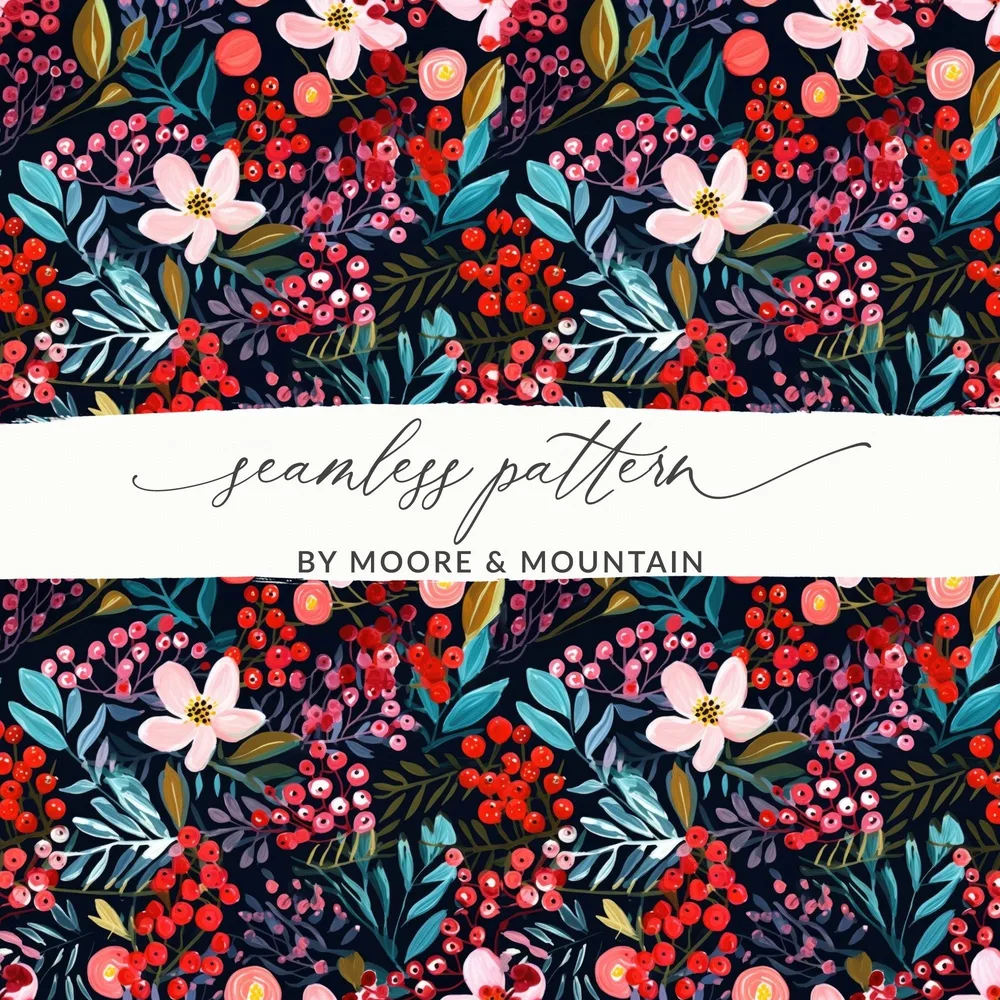 Floral Digital Paper, Seamless Pattern Design, Flower Pattern File, Floral Pattern Download, Commercial Use License, Botanical Print, JPEG - Moore and Mountain