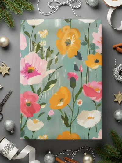 Ditsy Floral Digital Paper, Seamless Pattern, Pink and Gold Poppy Flower Design, Printable Fabric Design, Scrapbooking Paper Digital Download - Moore and Mountain