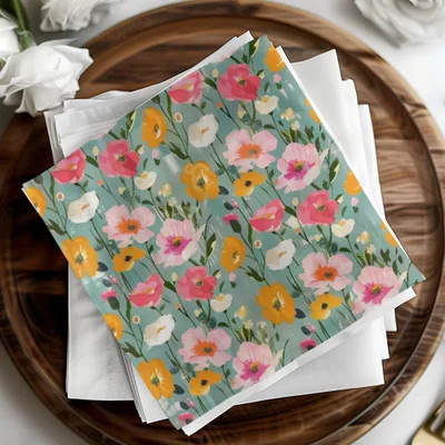 Ditsy Floral Digital Paper, Seamless Pattern, Pink and Gold Poppy Flower Design, Printable Fabric Design, Scrapbooking Paper Digital Download - Moore and Mountain