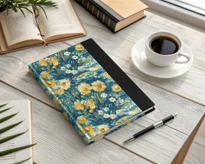 Floral Digital Paper, Seamless Sunflower Pattern, Botanical Scrapbook Paper, Teal and Yellow Floral Print, Flower Background Digital - Moore and Mountain