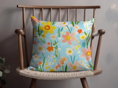 Colorful Floral Patterned Throw Pillow Product