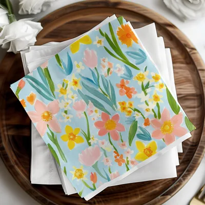 Colorful Floral Patterned Paper Napkins Party Decor