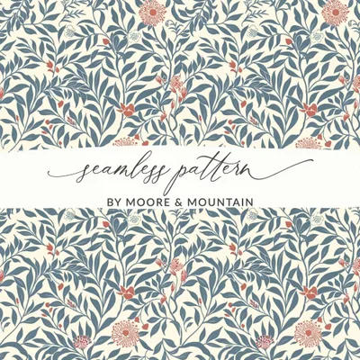 Floral Digital Paper, Vintage Botanical Seamless Pattern, Fabric Design, Scrapbooking Paper, Printable Paper, Flower Pattern Digital