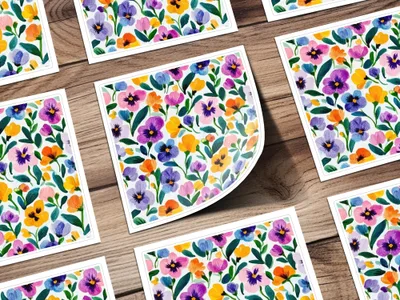 Bright Floral Pattern Illustration Print Artwork