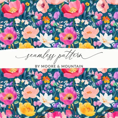 Floral Digital Paper, Watercolor Flower Pattern, Seamless Flower Design, Flower Background, Fabric Print, Scrapbook Paper, Digital