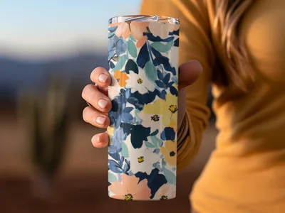 Floral Pattern Tumbler with Colorful Blooms tumbler