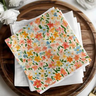 Vibrant Floral Designed Pattern Printed Paper Product