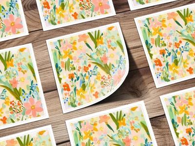 Colorful Floral Art Print Design Garden Theme Artwork