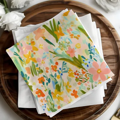 Colorful Floral Print Patterned Napkin Set
