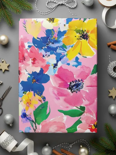 Floral Digital Paper, Watercolor Flowers Seamless Pattern, Colorful Floral Background, Pink Flower, Digital Download, Commercial Use - Moore and Mountain