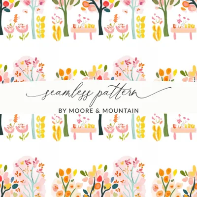Floral Digital Paper, Watercolor Flowers, Seamless Pattern Digital, Spring Garden Design, Fabric Design, Scrapbooking, 12x12 JPEG