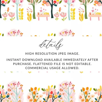 Floral Digital Paper, Watercolor Flowers, Seamless Pattern Digital, Spring Garden Design, Fabric Design, Scrapbooking, 12x12 JPEG - Moore and Mountain
