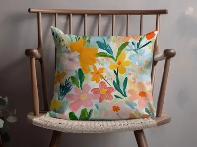 Colorful Floral Design Decorative Pillow Cover