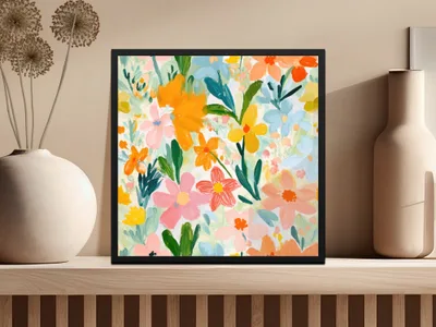 Colorful Floral Abstract Wall Art Decor for Home Spaces