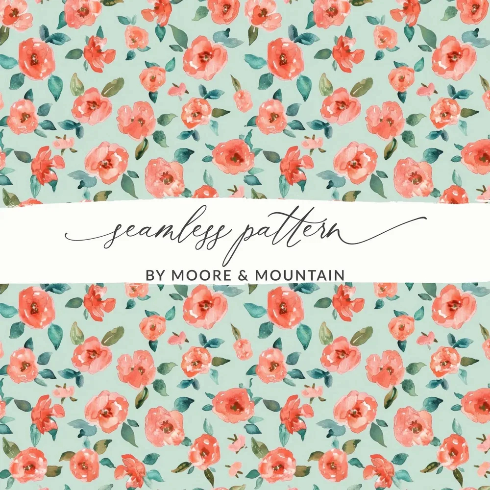 Floral Digital Paper, Watercolor Roses Pattern, Seamless Flower Design, Commercial Use Background, Spring Digital Download, Fabric Design - Moore and Mountain