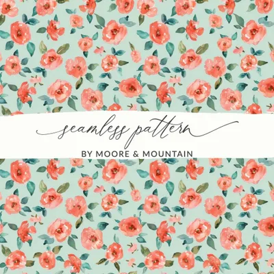 Floral Digital Paper, Watercolor Roses Pattern, Seamless Flower Design, Commercial Use Background, Spring Digital Download, Fabric Design