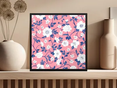 Floral Digital Paper, White Flowers Pattern, Pink Seamless Pattern, Botanical Digital Print, Fabric Design, Scrapbook Paper, Floral Art - Moore and Mountain