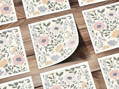 Floral Digital Seamless Pattern, Pastel Flower Digital Paper, Blush Peach Botanical Print, Fabric Design, Scrapbook Paper Digital - Moore and Mountain