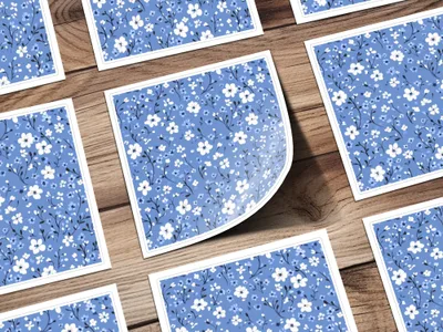 Blue and White Floral Pattern on Square Product