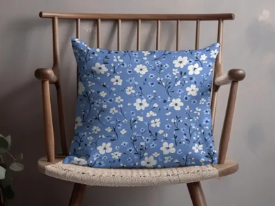 Blue Floral Decorative Pillow for Home Decor