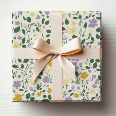Floral Gift Box with Cream Ribbon Ideal for Any Occasion