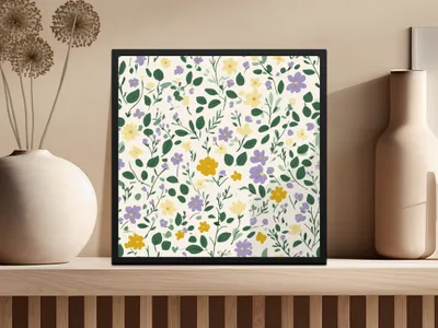 Floral Botanical Print Wall Artwork in Pastel Frame Decor
