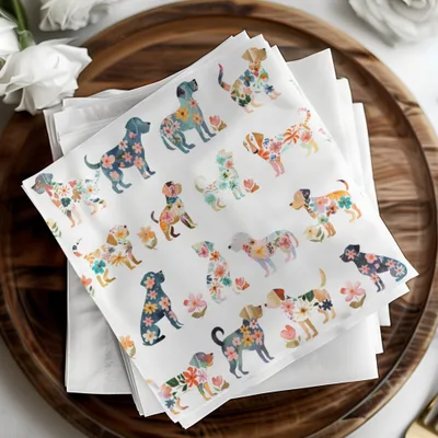 Floral Dogs Digital Paper, Watercolor Puppies Pattern, Spring Seamless Dogs Art, Cute Animal Print, Baby Fabric Design, Pet Illustration - Moore and Mountain