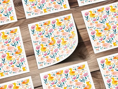 Floral Duck Digital Paper, Seamless Pattern Download, Fabric Design, Scrapbooking Paper, Cute Ducks and Flowers, Digital Files - Moore and Mountain