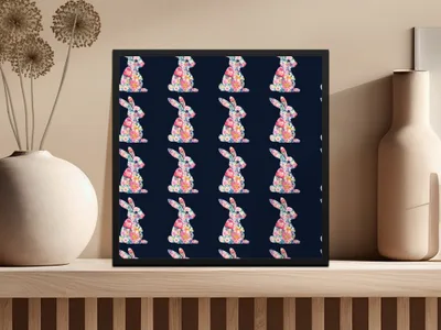 Floral Easter Bunny Silhouette Seamless Pattern Digital - Moore and Mountain